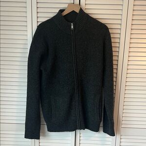 Old Navy Charcoal Knit Full Zip Sweater Sz M Tall